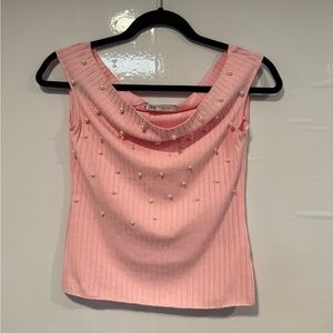 Pink Embellished Pearl Zara Women's Top